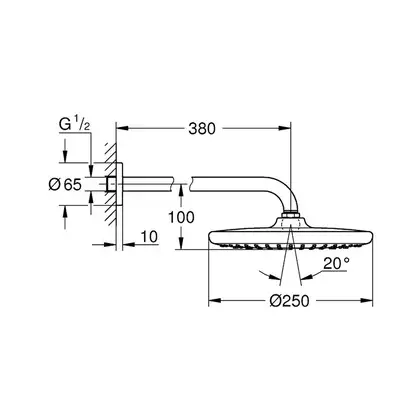 Верхній душ з настінним кронштейном Grohe Tempesta (260000) (26668000)