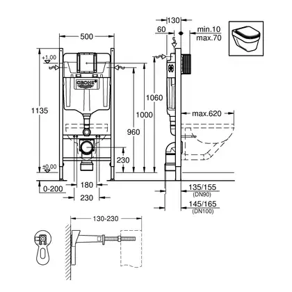 Grohe Rapid SL 3 в 1 Инсталляция для унитаза (3884000G)