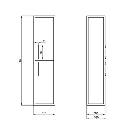 Пенал подвесной Qtap Taurus 350х1450х300 Whitish oak QT2476PP1451RWO