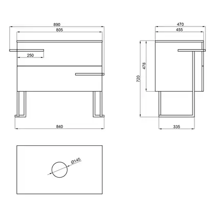 Тумба напольная Qtap Taurus 800х616х437 Whitish oak со столешницей QT2480TNT803WO