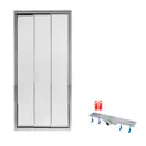 Набор Qtap дверь в нишу Unifold CRM208.C4 78-81x185 см, стекло Clear 4 мм, покрытие CalcLess + трап линейный Dry FB304-600 с сухим затвором и нержавеющей решеткой 600х73 мм (QTDRYFB304600UNICRM208C4)