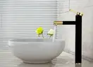 Змішувач для раковини (умивальника) REA SMART BLACK+GOLD чорний/золотий високий (REA-B7402)
