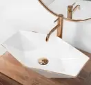 Rea Vegas Rose Gold Edge Умивальник, білий/рожеве золото (REA-U5605)