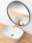 Rea Sol White Gold Edge Умивальник накладний, білий (REA-U8605)