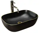 Умывальник (раковина) REA BELINDA BLACK MATT GOLD EDGE накладной (REA-U9659)