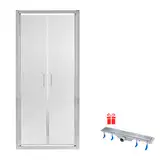 Набор Qtap дверь в нишу Gemini CRM209.C6 90х190 см, стекло Clear 6 мм, покрытие CalcLess + трап линейный Dry FB304-600 с сухим затвором и нержавеющей решеткой 600х73 мм (QTDRYFB304600GEMCRM209C6)