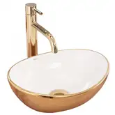 Rea SOFIA GOLD WHITE Умивальник накладний, білий/золото (REA-U0456)