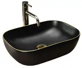 Умывальник (раковина) REA BELINDA BLACK MATT GOLD EDGE накладной (REA-U9659)