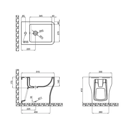 Биде напольное Qtap Cardinal 520х360х405 White QT0444B660BW