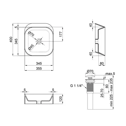 Раковина-чаша Qtap Scorpio 350х390х120 White с донным клапаном QT14112241W