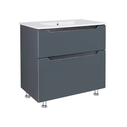 Комплект Qtap Albatross 810х825х460 Graphite тумба напольная + раковина врезная  QT1471TNВ8023080CG