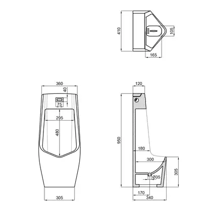 Qtap Scorpio Напольный писсуар, белый (QT1488U960A01ACW)
