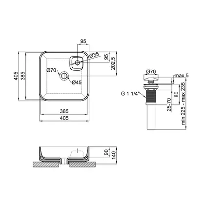 Раковина Qtap Stork 400х400х140 White с донным клапаном QT1511A057TW