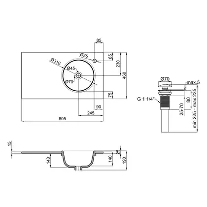 Раковина Qtap Virgo 800х460х300 White с донным клапаном QT1811FL8130ARRW