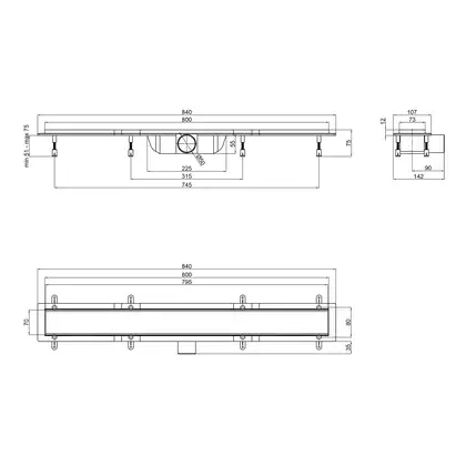 Qtap Dry Tile304-800 Трап лінійний, під плитку 800 мм (QTDRYTILE304800)
