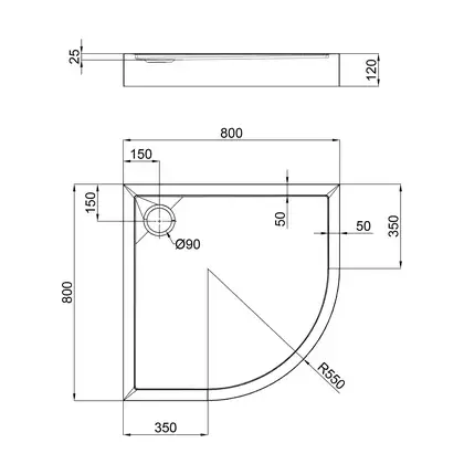 Душевой поддон Qtap Robin 308812W 80x80x12 см + сифон (ROBIN308812W)