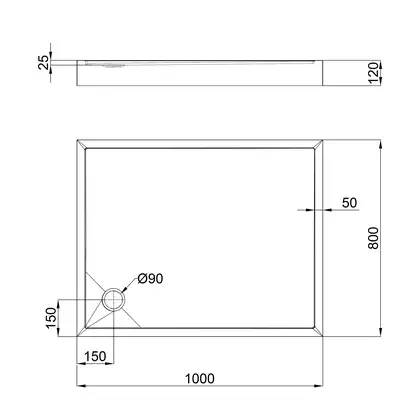 Душевой поддон Qtap Tern 301812W 100x80x12 см + сифон (TERN301812W)