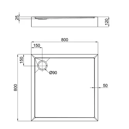 Душевой поддон Qtap Tern 308812W 80x80x12 см + сифон (TERN308812W)