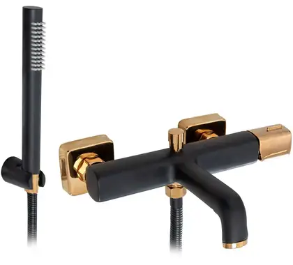 Смеситель для ванны и душа REA SALTO BLACK ROSE GOLD настенный с изливом (REA-B6352) Смеситель для ванны и душа REA SALTO BLACK ROSE GOLD настенный с изливом (REA-B6352)