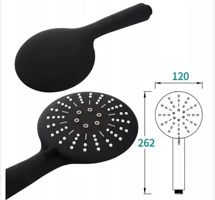 Душевая лейка REA  BLACK + шланг + держатель черный (REA-P4101)