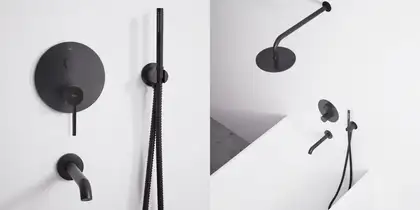 Душевая система REA LUNGO BLACK с изливом + BOX скрытого монтажа (REA-P4112)