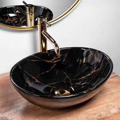 Rea Sofia Marble Black Умивальник накладний, чорний (REA-U5611)