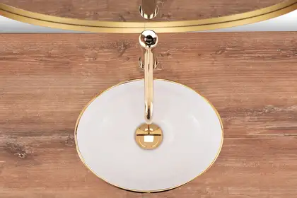 Умывальник (раковина) REA SOFIA MINI GOLD WHITE накладной (REA-U6334)