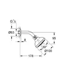 Набір верхнього душу, 3 режими струмені Grohe New Tempesta 100 (26088001)