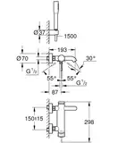 Змішувач для ванни Grohe Essence New з душовим гарнітуром, хром (33628001)