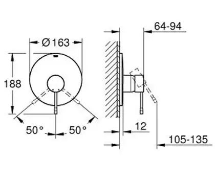 Змішувач для душу прихованого монтажу Grohe Essence New, зовнішня частина для 35501000 (19286001)