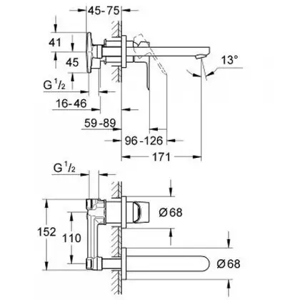 Grohe BauLoop Змішувач для раковини, хром (20289000)