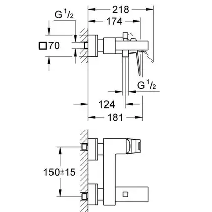 Grohe Eurocube Смеситель для ванны, хром (23140000)