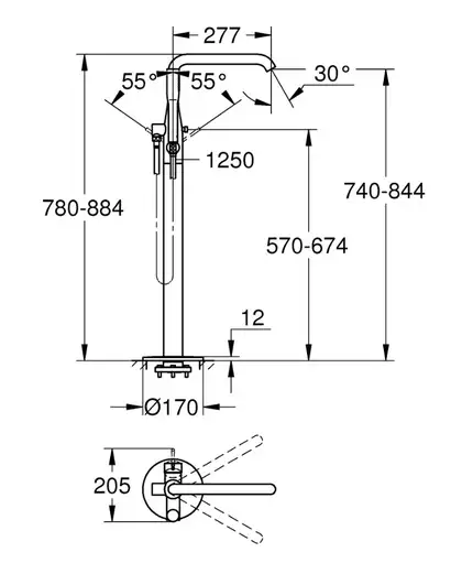 Grohe Essence New Підлоговий змішувач для ванни, хром (23491001)