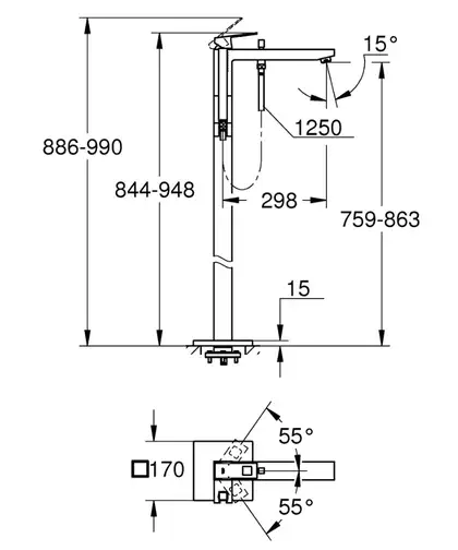 Grohe Eurocube Підлоговий змішувач для ванни, хром (23672001)
