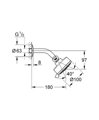 Верхній душ Grohe NEW TEMPESTA COSMOPOLITAN, хром (26090001)