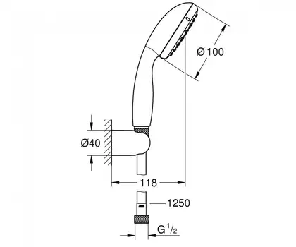 Душовий набір з тримачем, 2 режими струменя Grohe New Tempesta Classic (26164001)