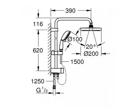 Душова система Grohe Tempesta Rustic, хром (27399002)