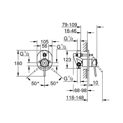 Grohe BauClassic Смеситель для ванны, хром (29047000)