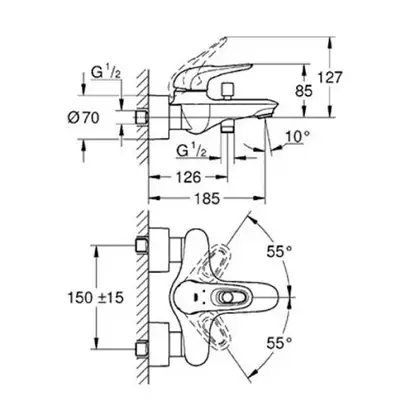 Grohe Eurostyle Змішувач для ванни, хром (33591LS3)