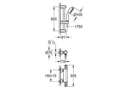 GROHE Термостат для душу із душовим гарнітуром Grohtherm 800  (34565001)