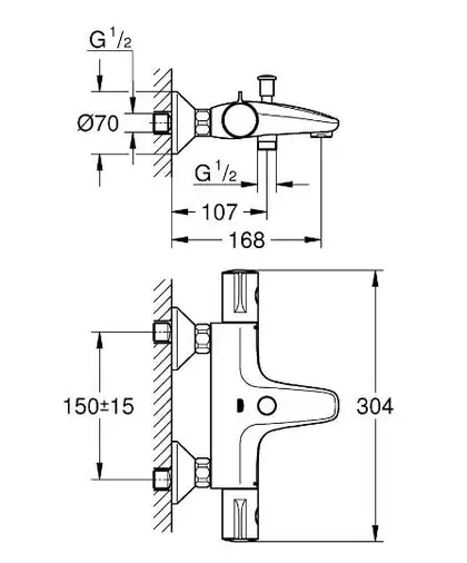 Grohe Grohtherm 800 Термостат для ванни, хром (34576000)