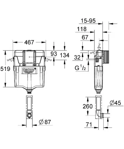 Змивний бачок GD 2 Grohe GD2 (38661000)