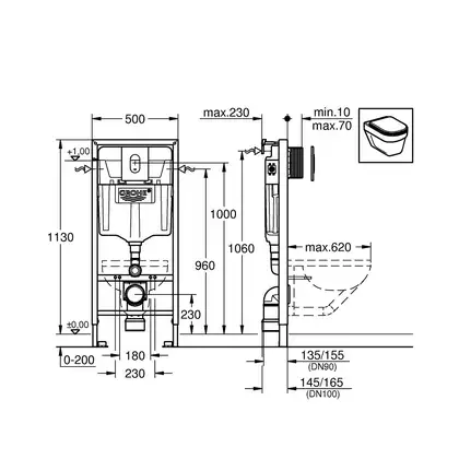 Grohe Rapid SL Система инсталляции 3 в 1, хром (38772001)