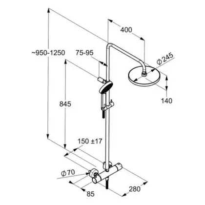 A-QAs  Dual Shower System з термостатом 6619505-00   KLUDI