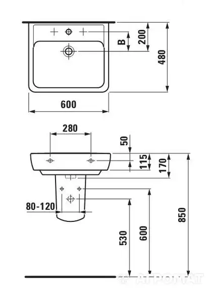 Раковина подвесная 60 х 48 см Laufen Pro (H8189520001041)