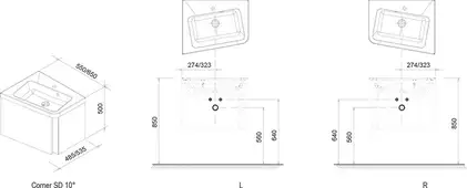 Тумба под раковину Ravak 10° 650х535х450 мм R темный орех (X000000750)
