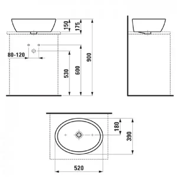 Laufen Pro Раковина накладная на столешницу, белая (H8129640001091)