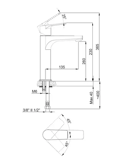 156845539 Azure Змішувач для раковини високий 1/2" Flex колір мідь Adell (156845539)