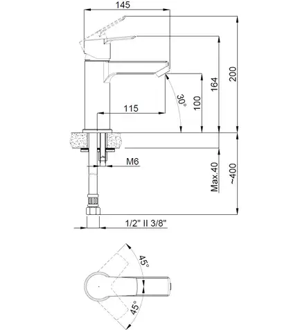 15714501 Neon Regular Змішувач для раковини, підкл. 1/2, хром Adell (15714501)