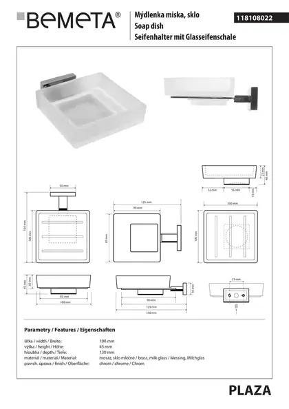 118108022 Plaza Мильниця скляна, Bemeta (118108022)